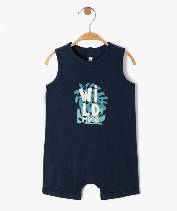 Combishort bébé garçon sans manches à motif feuillage vue1 - GEMO 4G BEBE - GEMO