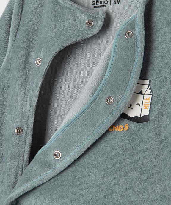 Pyjama en velours à ouverture devant imprimé bébé vue2 - GEMO 4G BEBE - GEMO