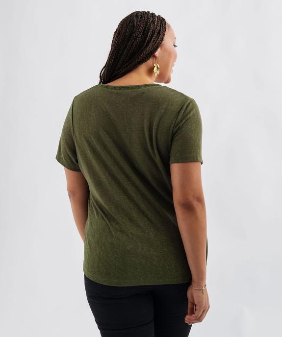 Tee-shirt manches courtes pailleté à col V femme grande taille vue7 - GEMO (G TAILLE) - GEMO