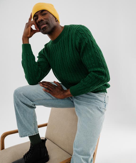 Pull col rond en coton à torsades homme vue1 - GEMO (HOMME) - GEMO