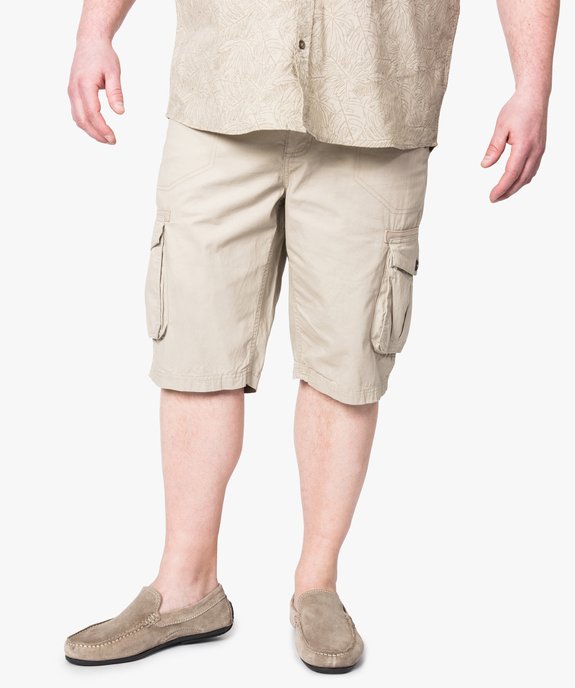 Bermuda uni à poches multiples vue1 - GEMO (G TAILLE) - GEMO