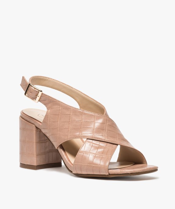 Sandales femme à talon et larges brides croisées vue2 - GEMO(URBAIN) - GEMO