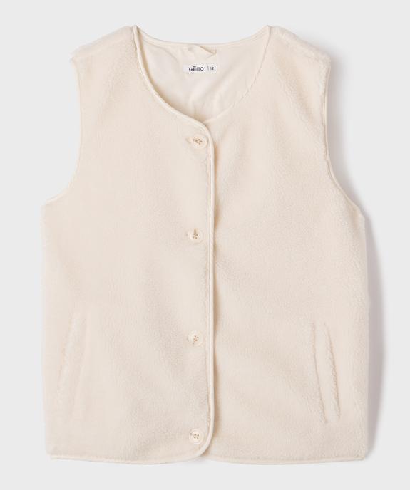 Gilet sans manche en maille sherpa fille vue1 - GEMO (JUNIOR) - GEMO