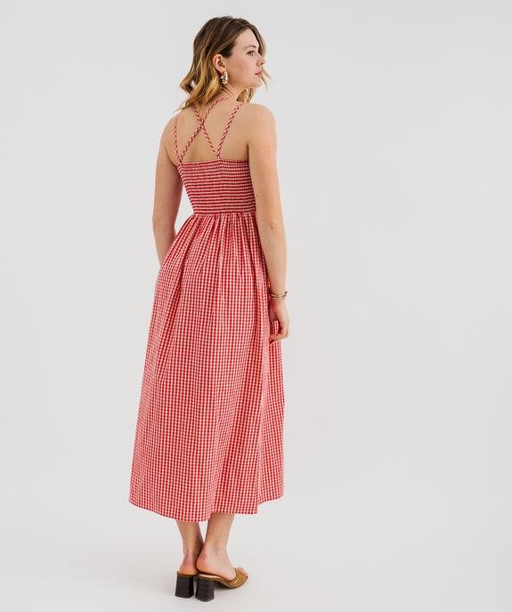 Robe longue à fines bretelles à motif vichy femme vue3 - GEMO(FEMME PAP) - GEMO