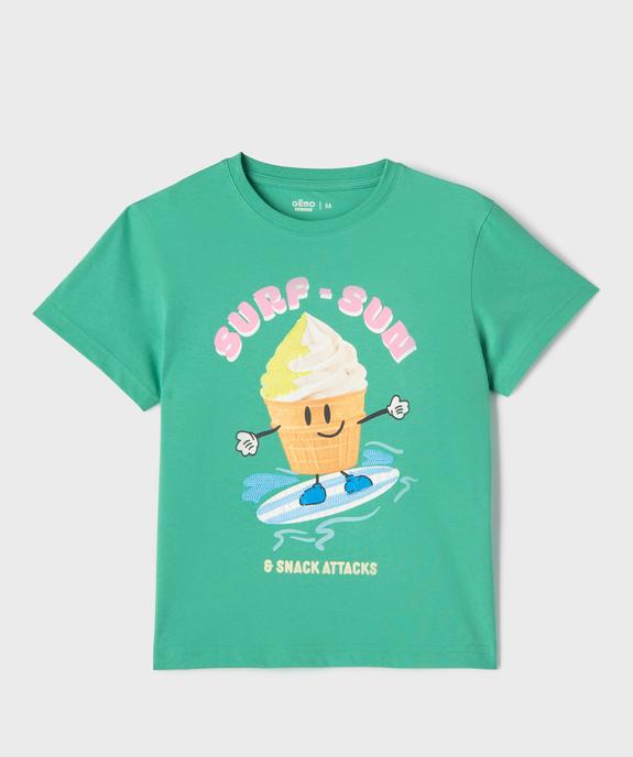 Tee-shirt manches courtes à motif fun et sequins garçon vue1 - GEMO 4G GARCON - GEMO