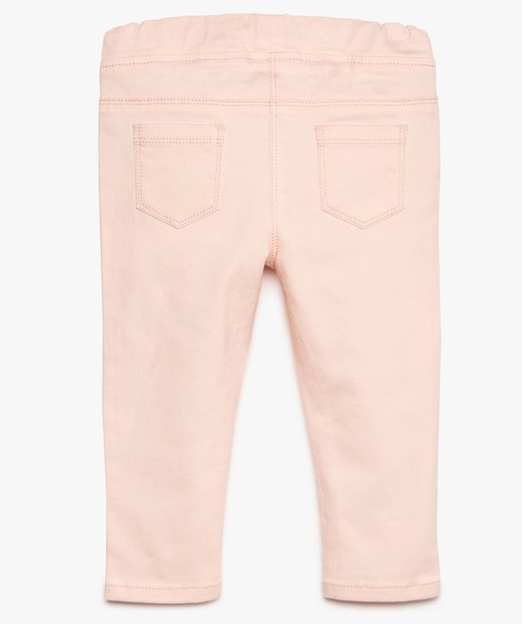 Pantalon bébé fille avec taille élastique réglable et petit nœud en coton bio vue2 - GEMO 4G BEBE - GEMO