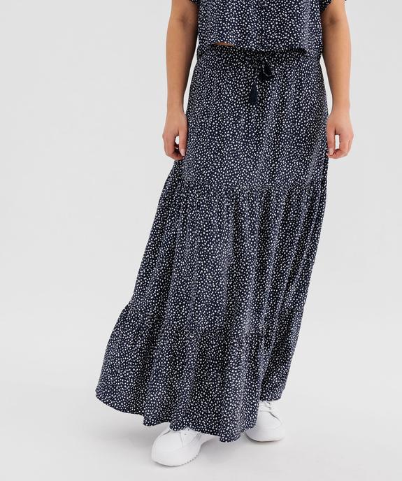 Jupe longue à volants en viscose fleurie et légère femme vue1 - GEMO 4G FEMME - GEMO