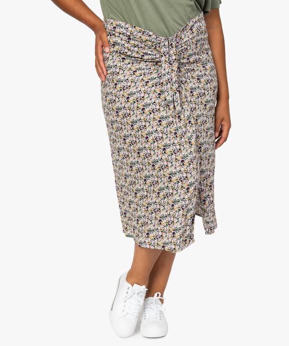 Jupe femme grande taille à motifs fleuris fendue sur l’avant vue1 - GEMO (G TAILLE) - GEMO