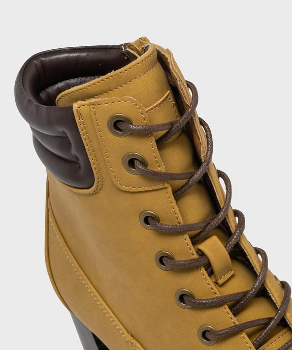 Bottines femme à talon haut avec col matelassé à zip et à lacets ronds cirés vue6 - GEMO(URBAIN) - GEMO