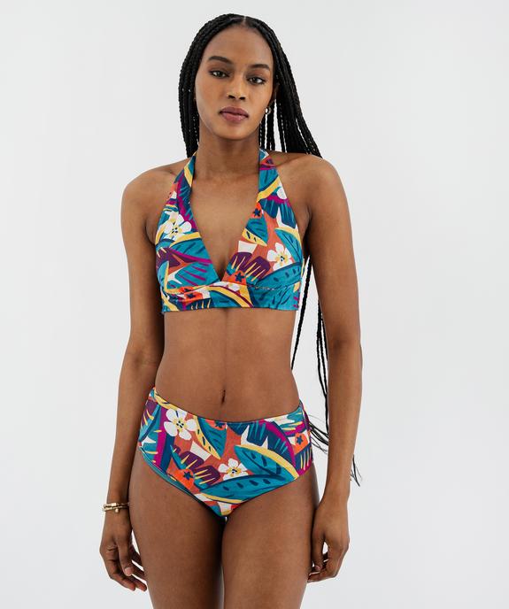 Bas de maillot de bain culotte taille haute fleurie femme vue3 - GEMO (PLAGE) - GEMO