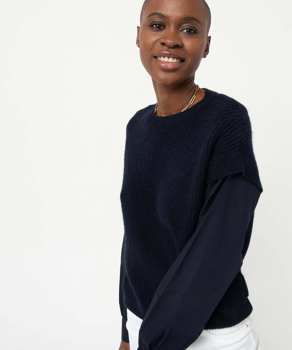 Pull femme avec manches de chemise intégrées vue6 - GEMO(FEMME PAP) - GEMO