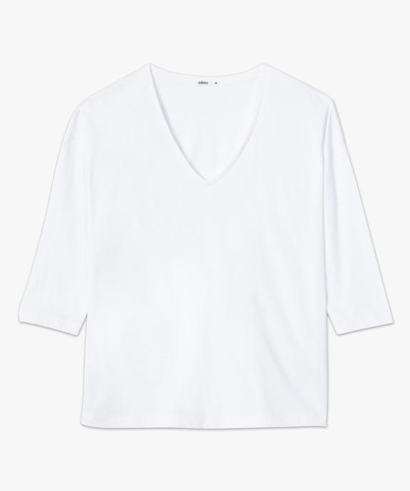 Tee-shirt femme à manches ¾ col V vue4 - GEMO(FEMME PAP) - GEMO