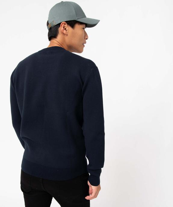 Pull homme à col rond en maille unie vue3 - GEMO (HOMME) - GEMO