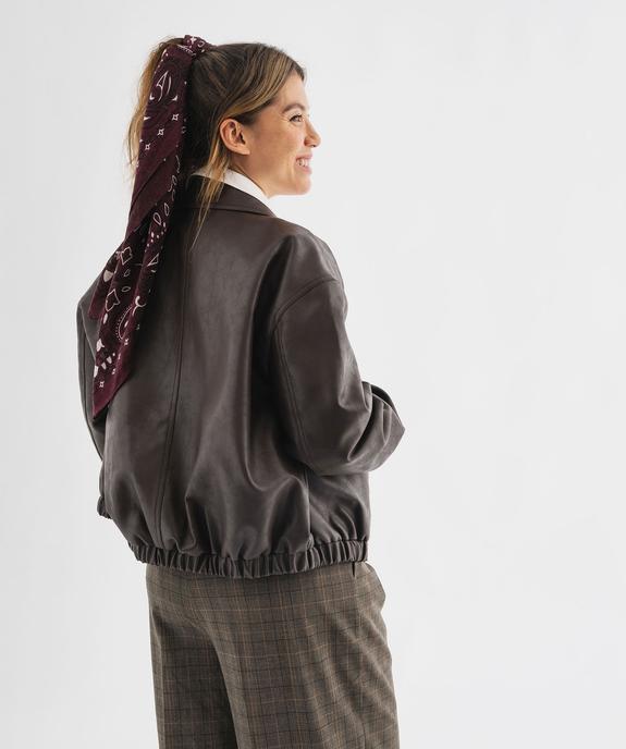 Blouson court coupe large en cuir imitation femme vue4 - GEMO(FEMME PAP) - GEMO