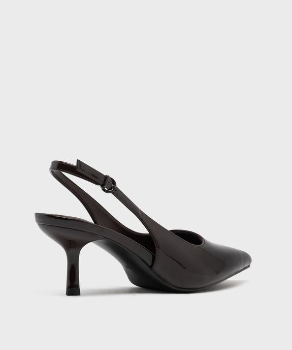 Escarpins sling-back vernis à bout pointu et talon fin femme- Follow Me vue4 - FOLLOW ME - GEMO