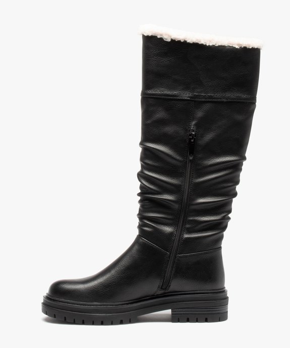 Bottes femme unies à semelle crantée et col sherpa vue4 - GEMO (CASUAL) - GEMO