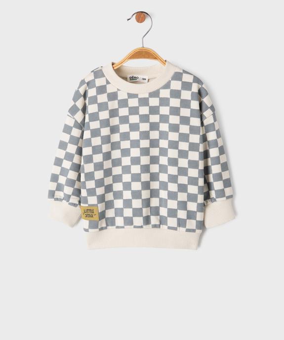 Sweat à motif damier bébé garçon vue1 - GEMO 4G BEBE - GEMO