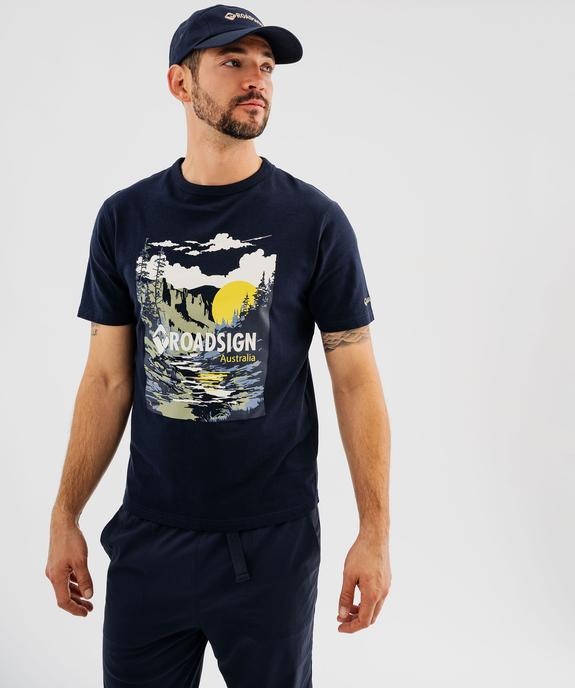 Tee-shirt manches courtes en coton imprimé homme - Roadsign vue1 - ROADSIGN G4G - GEMO