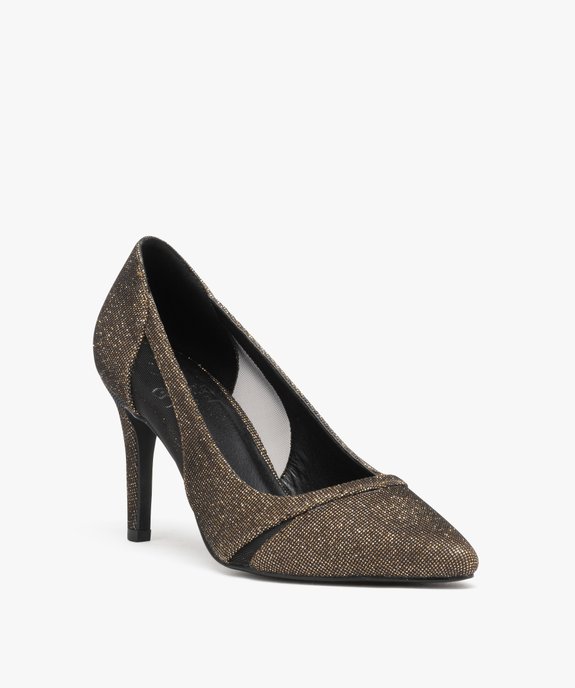 Escarpins femme à talon aiguille dessus à paillettes et détails résille vue2 - GEMO(URBAIN) - GEMO