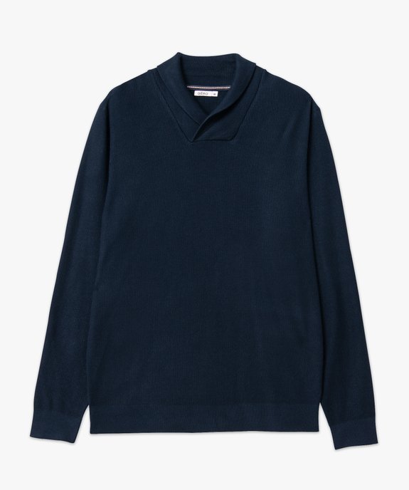 Pull col châle en fine maille côtelée homme vue8 - GEMO 4G HOMME - GEMO