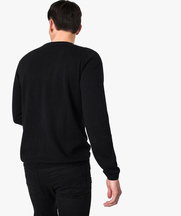 Pull à manches longues en côtes 1/1 sur le devant vue3 - GEMO (HOMME) - GEMO