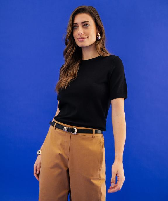 Pull manches courtes en viscose femme vue1 - GEMO 4G FEMME - GEMO