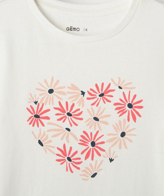 Tee-shirt manches courtes à motif fleuri fille vue2 - GEMO 4G FILLE - GEMO