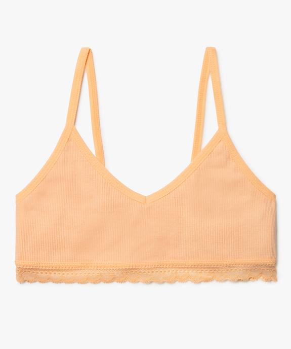 Brassière à fines bretelles en maille côtelée fille vue1 - GEMO 4G FILLE - GEMO