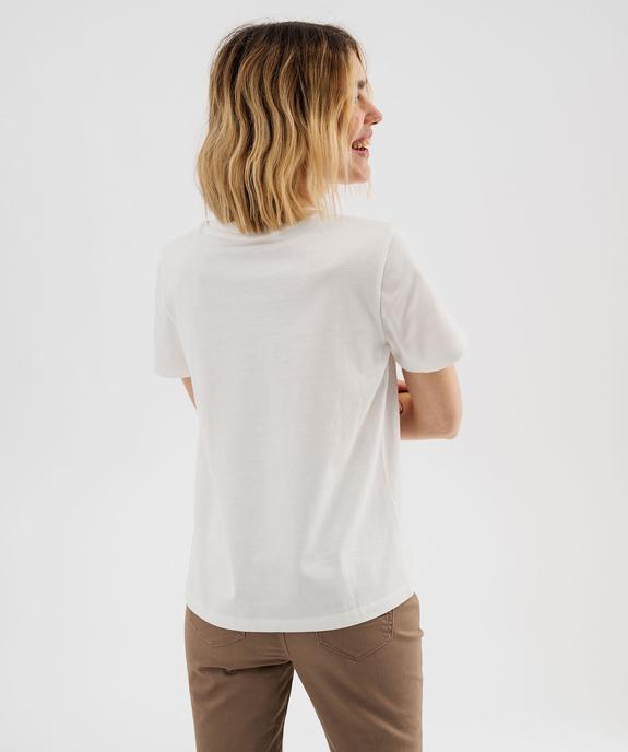 Tee-shirt manches courtes et col rond uni en coton résistant femme vue3 - GEMO(FEMME PAP) - GEMO