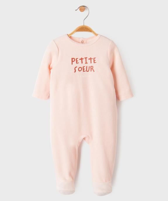 Pyjama en velours bébé avec message sur le buste vue1 - GEMO(BB COUCHE) - GEMO