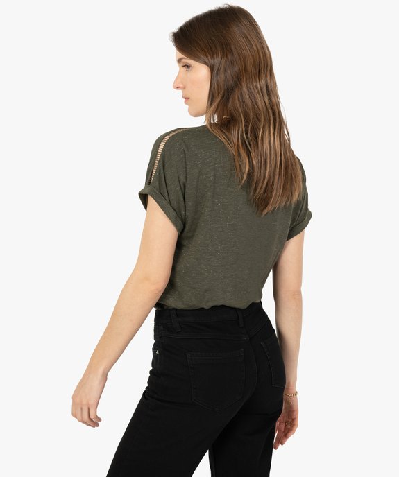 Tee-shirt femme à manches courtes coupe oversize vue3 - GEMO(FEMME PAP) - GEMO