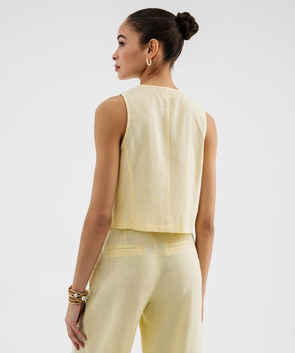 Chemise sans manches à col rond en viscose et lin femme vue3 - GEMO 4G FEMME - GEMO