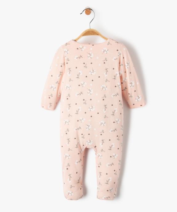 Pyjama bébé fille à motifs fleuris fermeture sur l’avant vue3 - GEMO(BB COUCHE) - GEMO