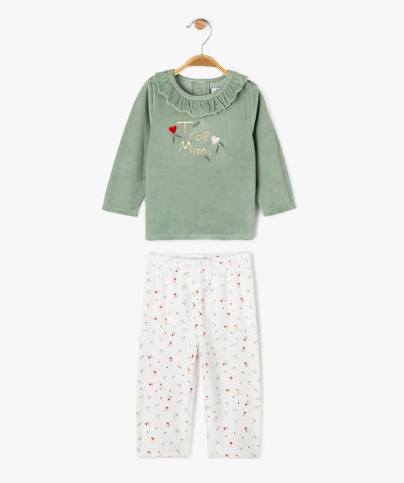 Pyjama en velours 2 pièces imprimé cœurs bébé fille vue1 - GEMO 4G BEBE - GEMO
