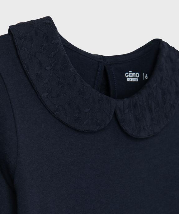 Tee-shirt manches longues avec col Claudine fille vue2 - GEMO 4G FILLE - GEMO