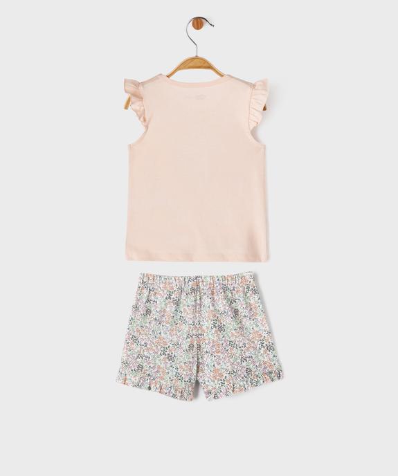 Pyjashort 2 pièces à motifs fleurs bébé fille vue4 - GEMO 4G BEBE - GEMO