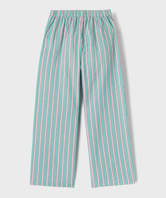 Pantalon rayé en coton froissé fille vue4 - GEMO (ENFANT) - GEMO