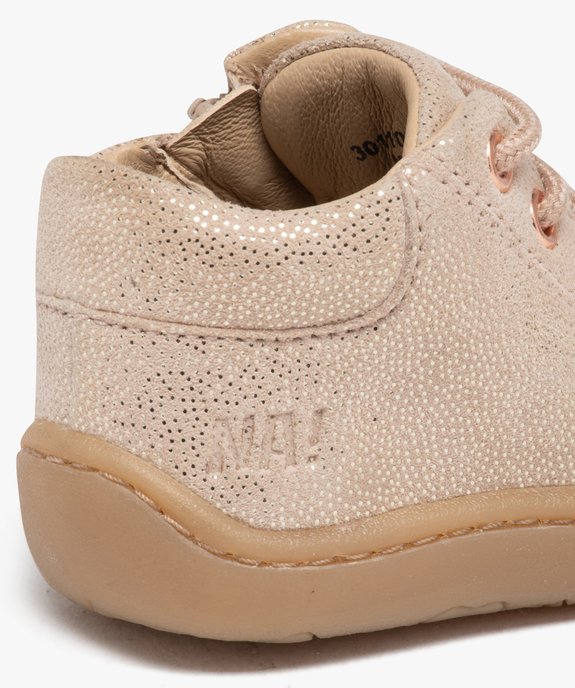 Chaussures premiers pas bébé fille en cuir à paillettes avec lacets et zip - NA! vue6 - NA! - GEMO