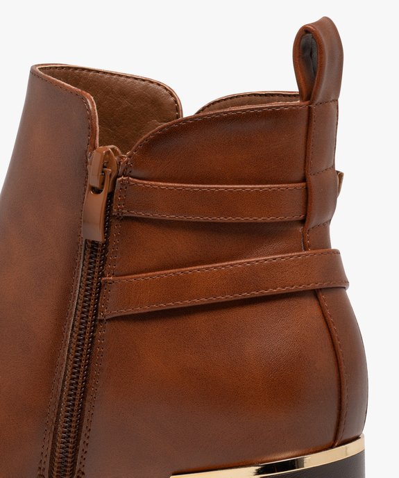 Boots femme à talon carré avec liseré doré et brides fantaisie vue6 - GEMO(URBAIN) - GEMO