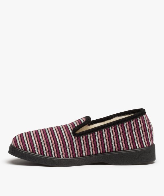 Chaussons femme charentaises motif rayé vue3 - GEMO 4G FEMME - GEMO