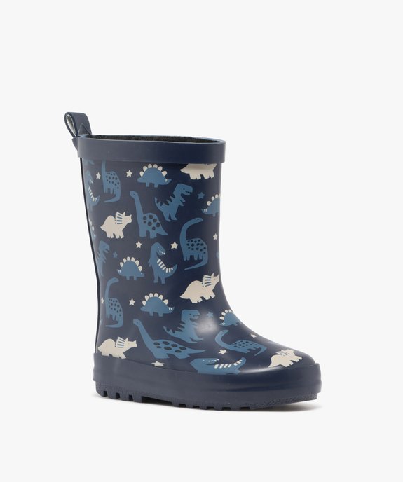 Bottes de pluie garçon fourrées en caoutchouc motif dinosaure vue2 - BUGGY - GEMO