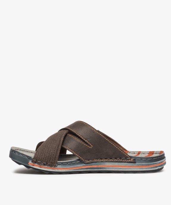 Sandales homme à larges brides croisées en textile vue3 - GEMO (CASUAL) - GEMO