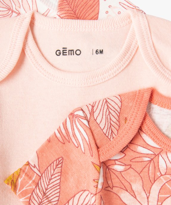 Body bébé fille manches courtes en coton biologique (lot de 5) vue3 - GEMO 4G BEBE - GEMO
