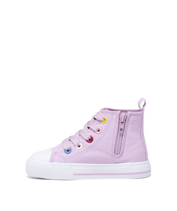 Tennis en toile montantes pastel avec broderie fille vue3 - GEMO 4G FILLE - GEMO