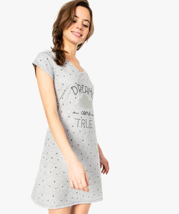 Chemise de nuit imprimée à manches courtes femme vue1 - GEMO 4G FEMME - GEMO