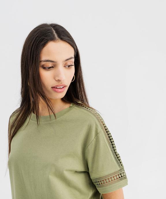 Tee-shirt manches courtes avec détails brodés femme vue2 - GEMO 4G FEMME - GEMO