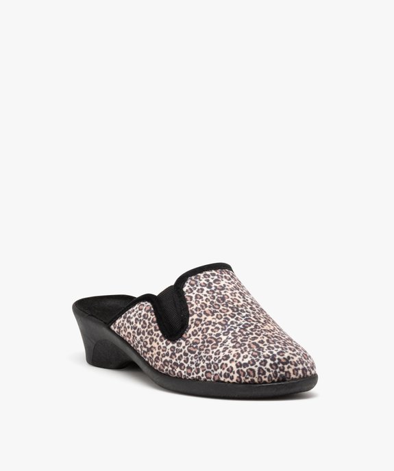 Chaussons femme mules confort compensées à motif léopard vue2 - GEMO(HOMWR FEM) - GEMO