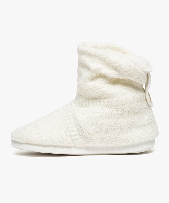 Chaussons femme boots en maille tricotée et doublure douce vue3 - GEMO(HOMWR FEM) - GEMO