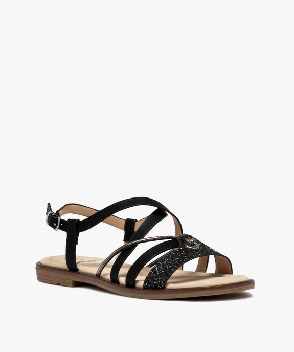 Sandales femme à talon plat et brides métallisées vue2 - GEMO (CASUAL) - GEMO
