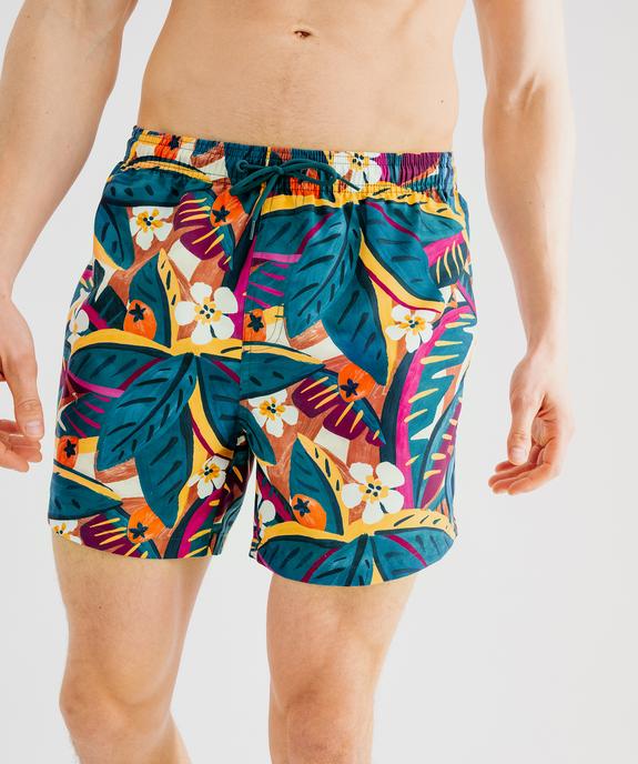 Short de bain à motifs exotiques avec taille élastique homme vue3 - GEMO 4G HOMME - GEMO